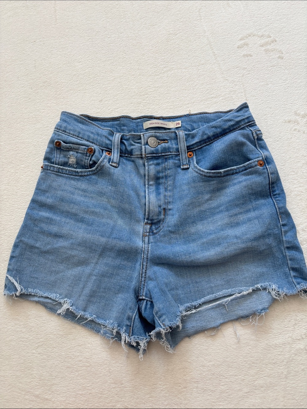 Levi's Light Blue Denim Frayed Hem Women's Shorts